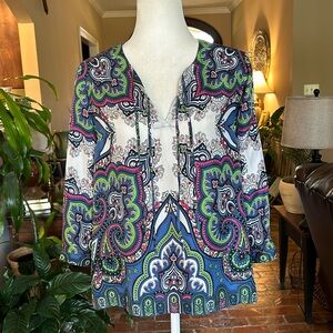 Talbots 100% silk Paisley print top sz10P